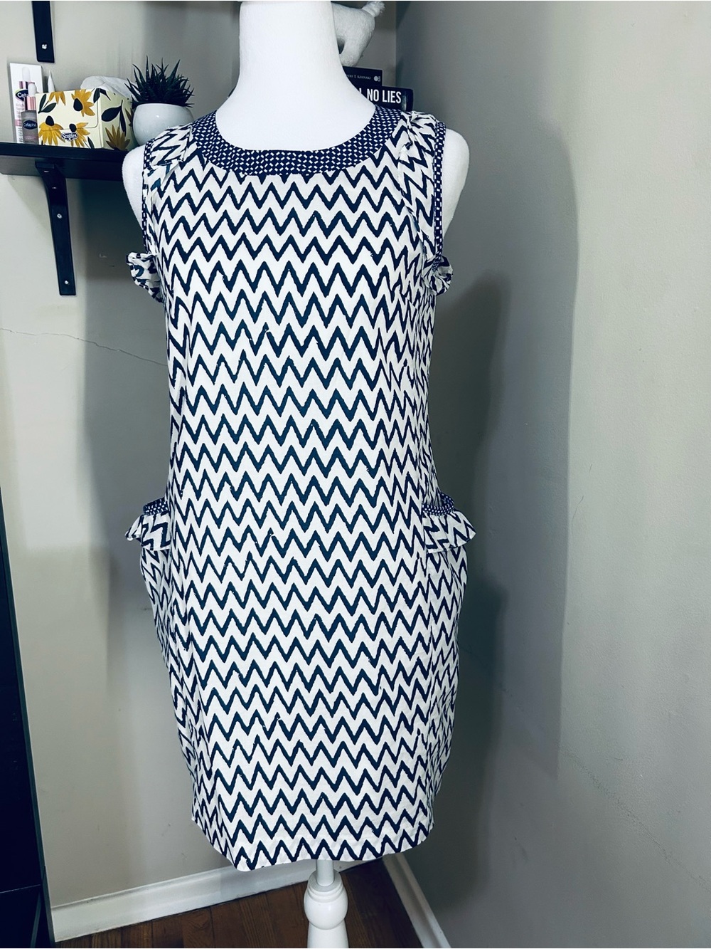 Navy Chevron Shift Dress